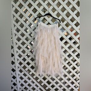 Light Pink Layered Tulle Midi Skirt